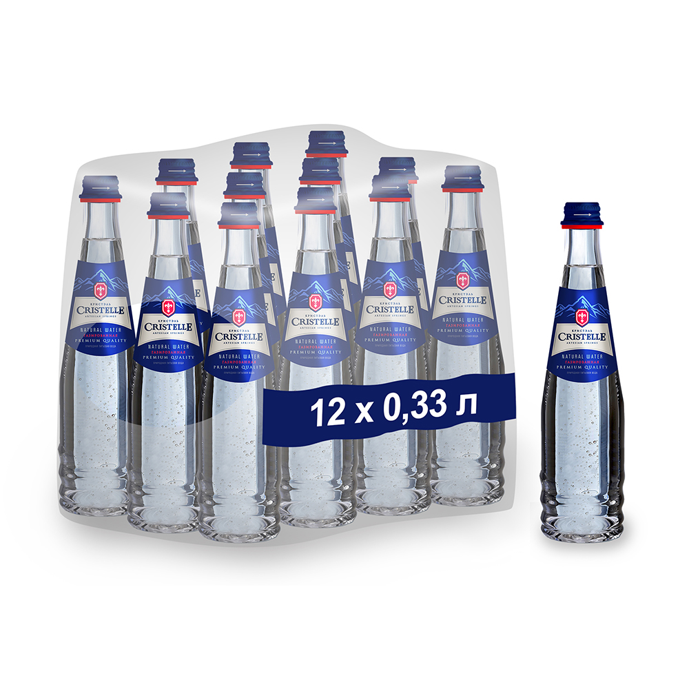 Вода питьевая природная СRISTELLE 0,33 л, газ, стекло, премиум