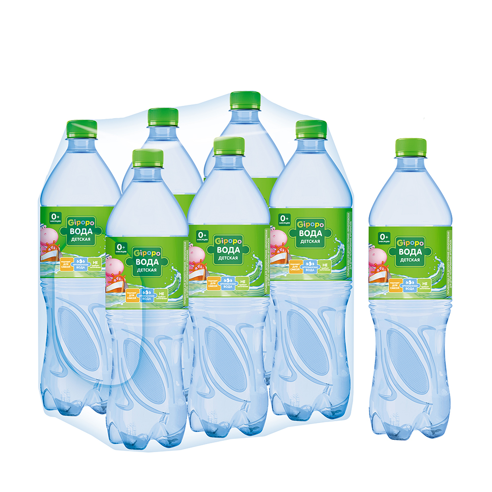 Вода детская артезианская GIPOPO 1.5 л, без газа, ПЭТ