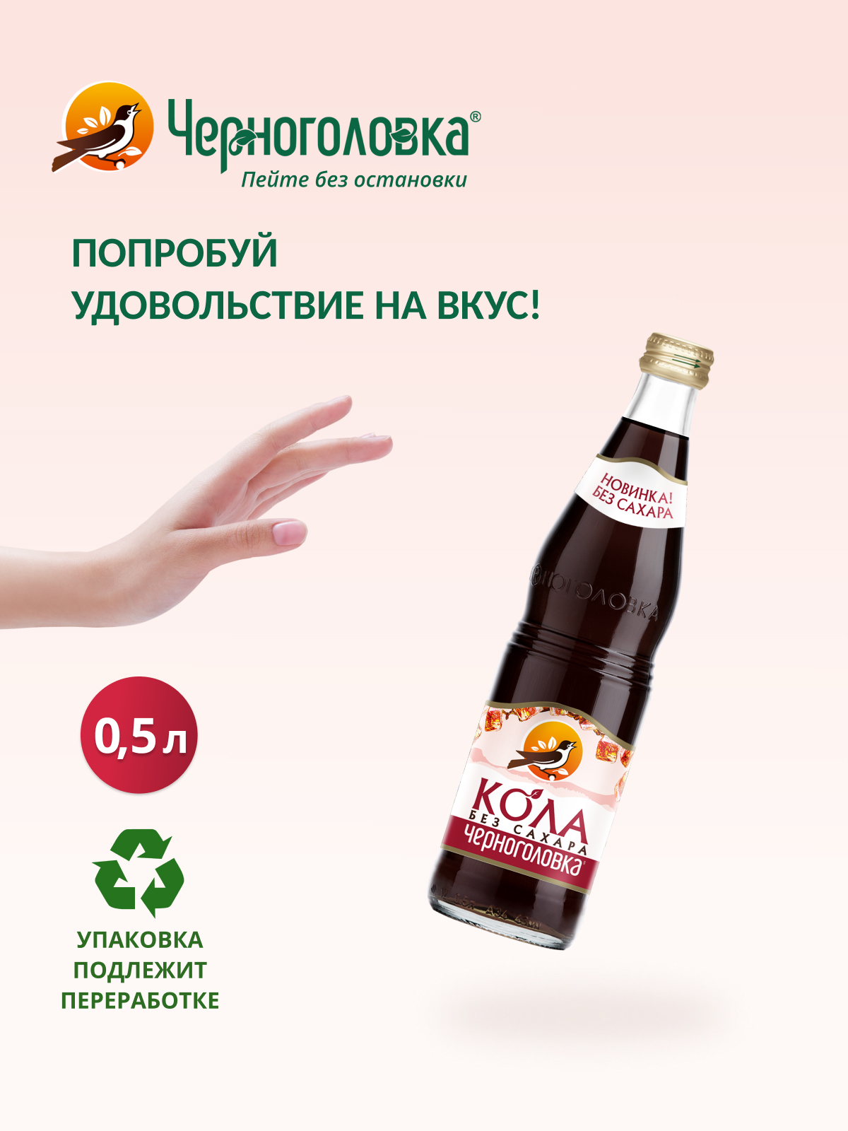 ЧЕРНОГОЛОВКА Кола без сахара 0,5 л, газ, стекло