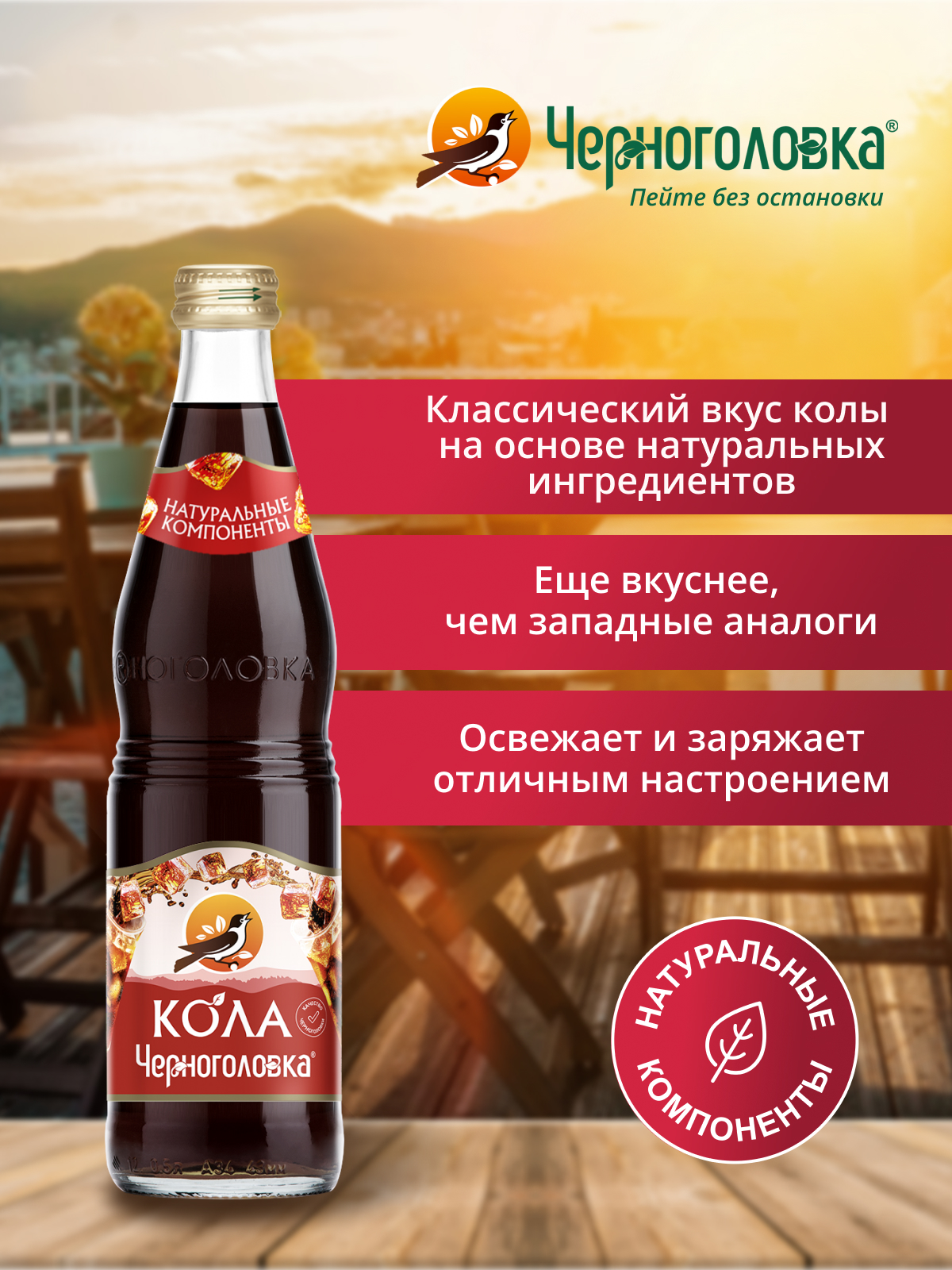 ЧЕРНОГОЛОВКА Кола 0,5 л, газ, стекло