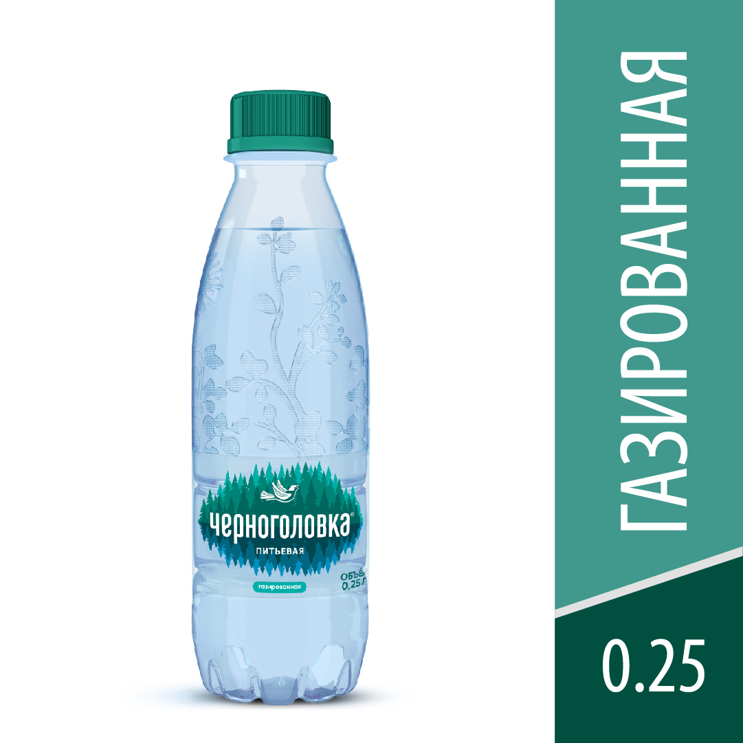 Вода питьевая артезианская ЧЕРНОГОЛОВКА 0,25 л, газ, ПЭТ