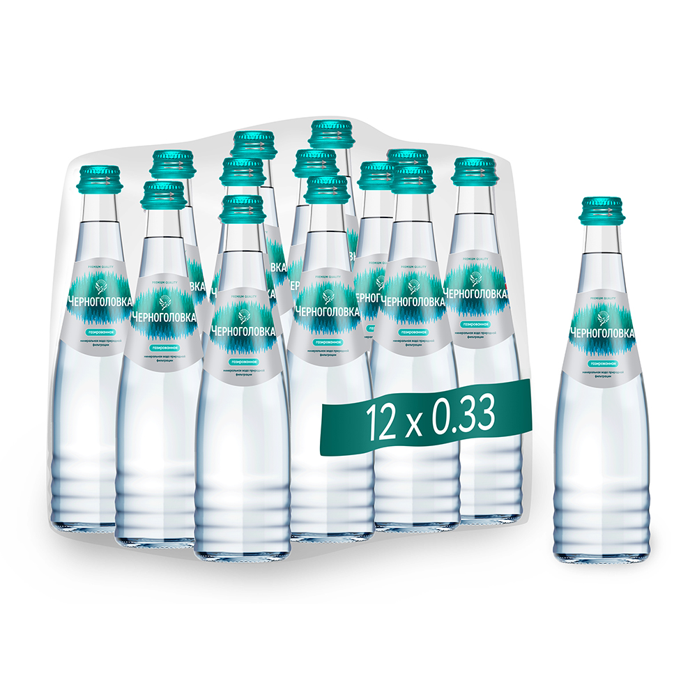 Вода питьевая минеральная ЧЕРНОГОЛОВКА 0,33 л, газ, стекло