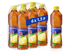 Холодный чай черный ЧЕРНОГОЛОВКА Лимон-лайм 1,5 л, ПЭТ