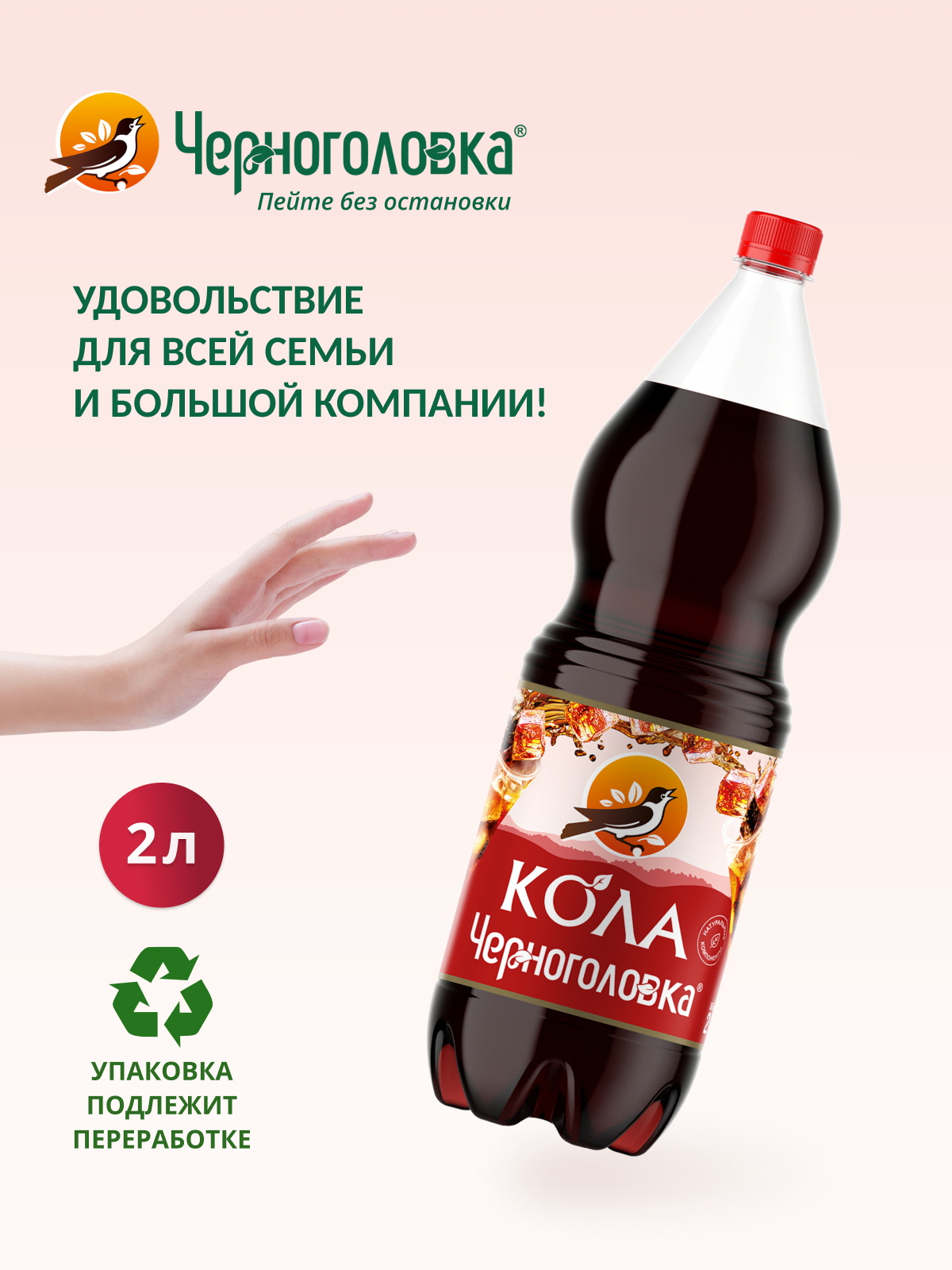 ЧЕРНОГОЛОВКА Кола 2 л, газ, ПЭТ