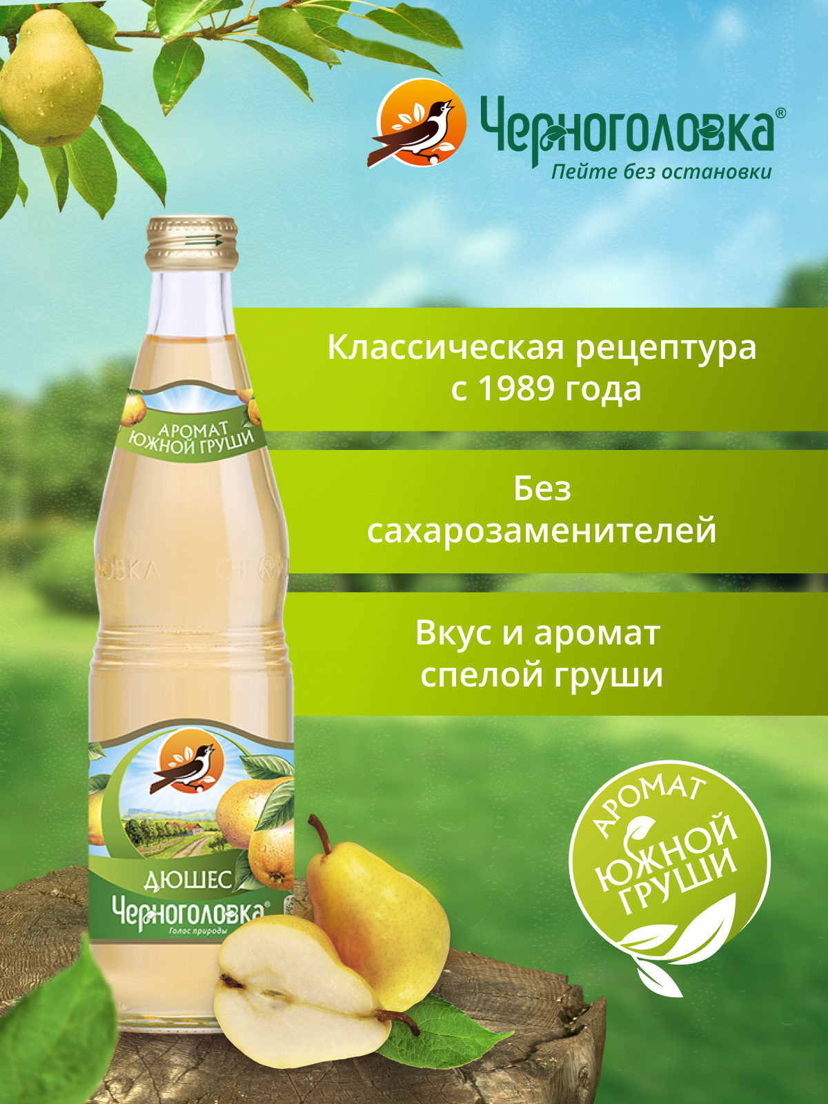 Лимонад ЧЕРНОГОЛОВКА Дюшес 0,5 л, газ, стекло