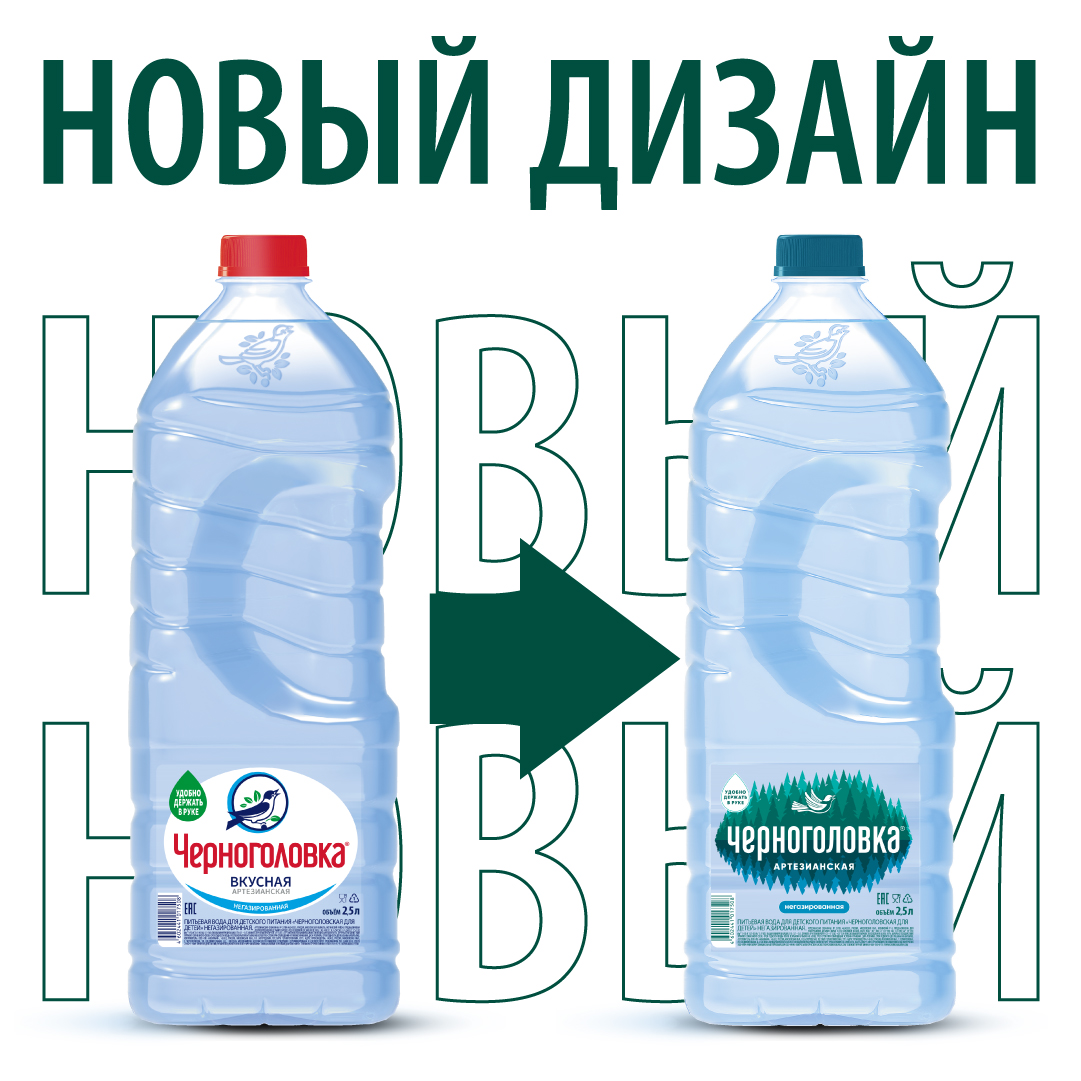 Вода питьевая артезианская ЧЕРНОГОЛОВКА 2,5 л, без газа, ПЭТ