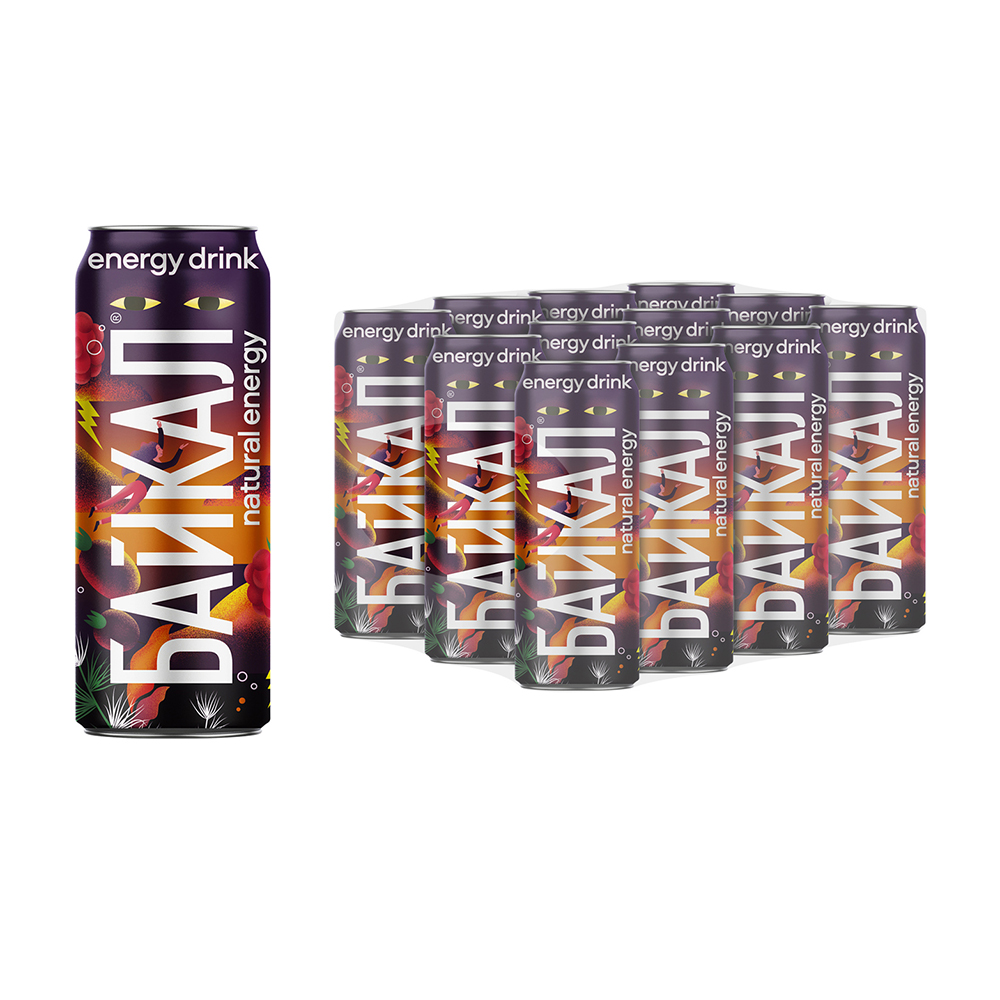 Энергетик БАЙКАЛ natural energy малина и дикая смородина 0,45 л, ж/б