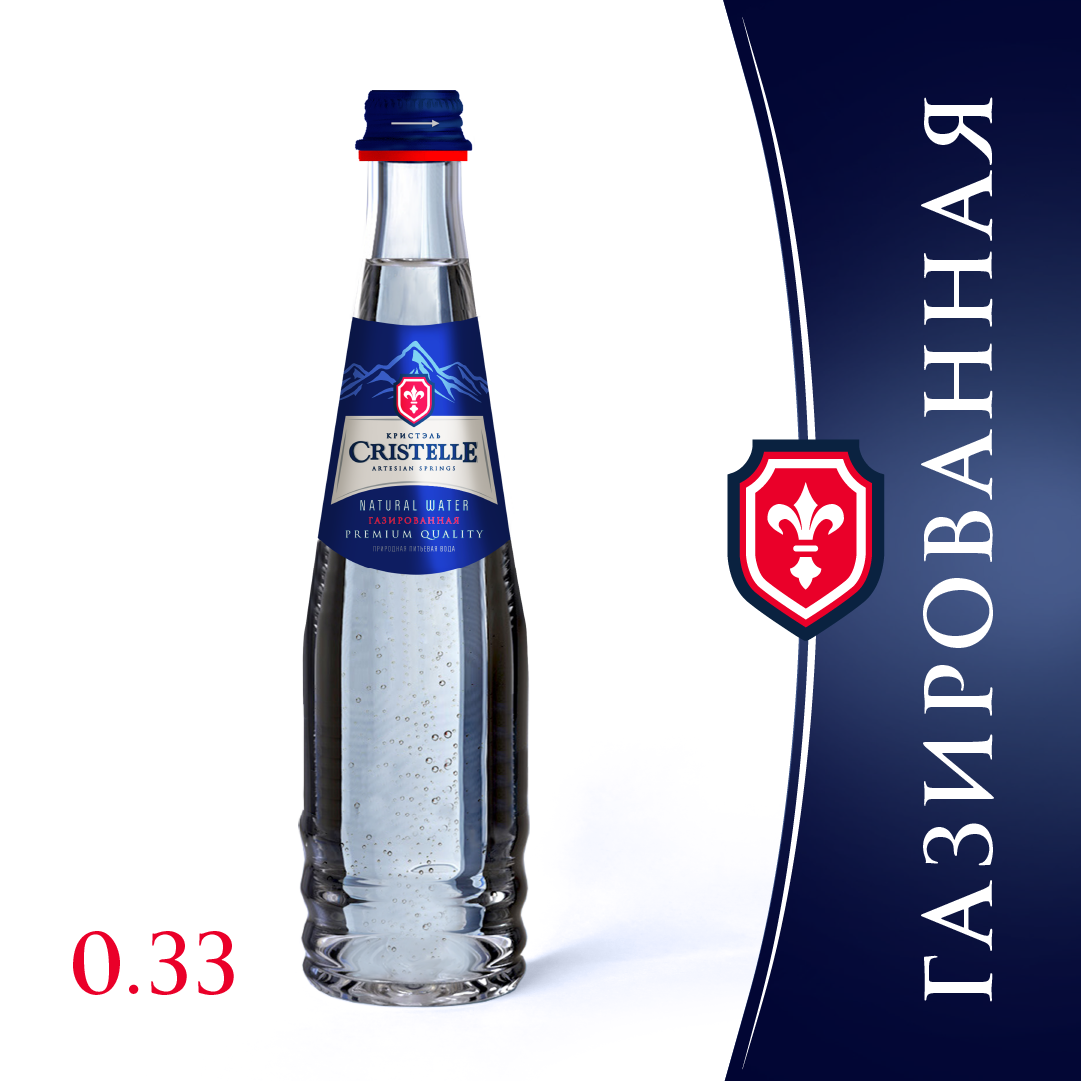 Вода питьевая природная СRISTELLE 0,33 л, газ, стекло, премиум