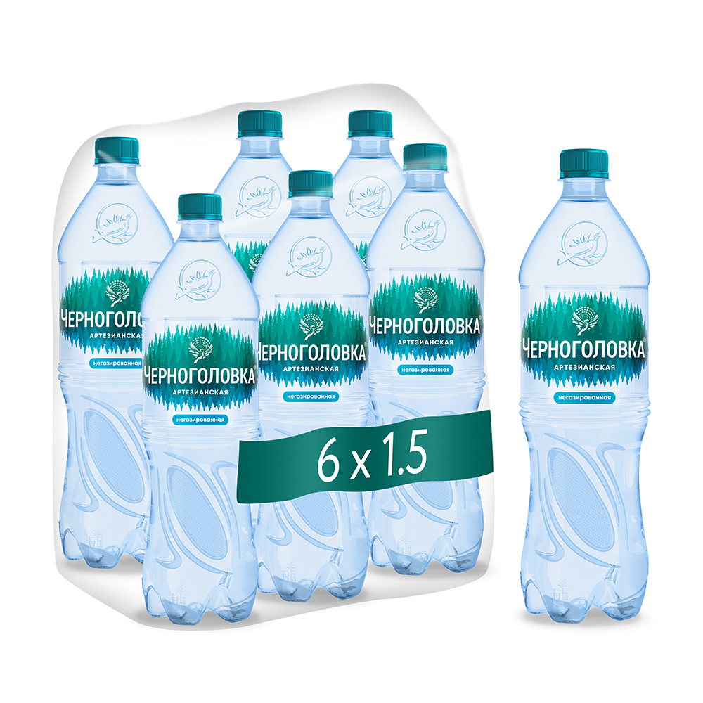 Вода питьевая артезианская ЧЕРНОГОЛОВКА 1,5 л, без газа, ПЭТ